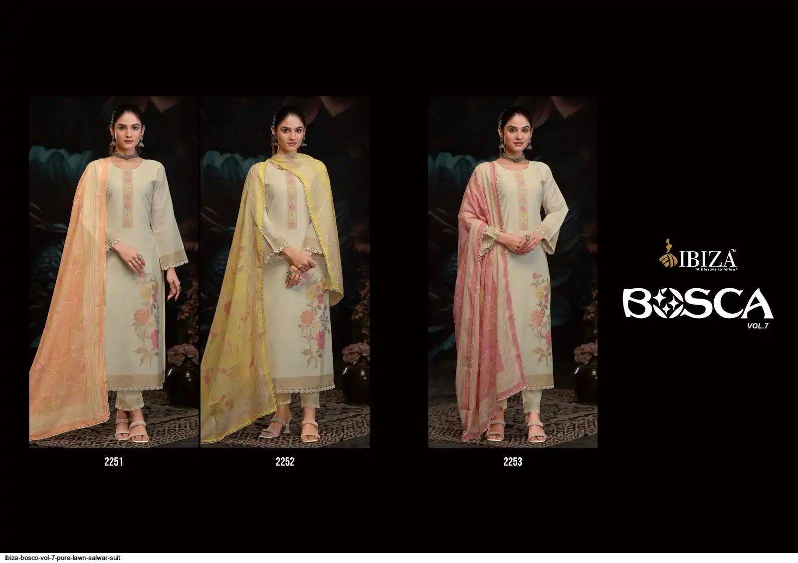 Ibiza bosco vol 7 lawn cotton dress material in wholesale rate